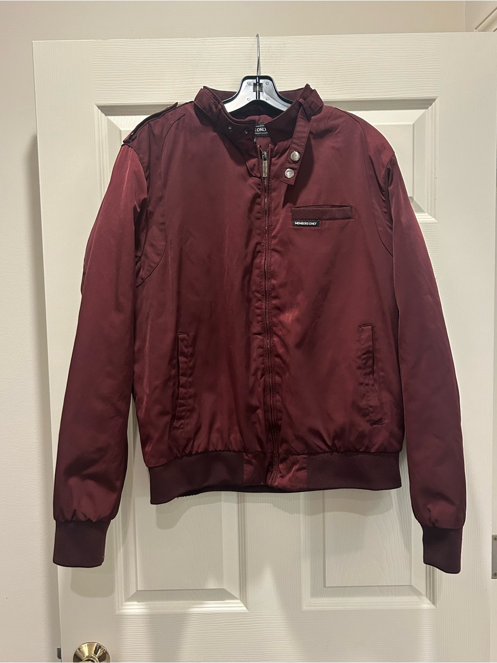 Members Only Maroon Puffer Bomber Jacket